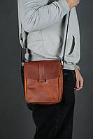 Кожаная мужская сумка Уильям, натуральная Винтажная кожа цвет коричневый, оттенок Коньяк