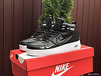 Кроссовки женские Nike Air Force черные, белые, Кожаные, стильные, молодежные кроссы Найк Аир Форс Вьетнам