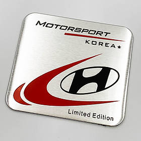 Металевий шильдик емблема Hyundai (Хундай) Motosport Квадратний