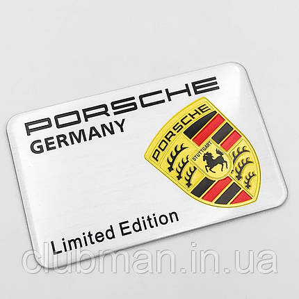 Металевий шильдик емблема PORSCHE (Порше) Limited Edition Хром, фото 3