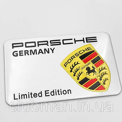 Металевий шильдик емблема PORSCHE (Порше) Limited Edition Хром, фото 1