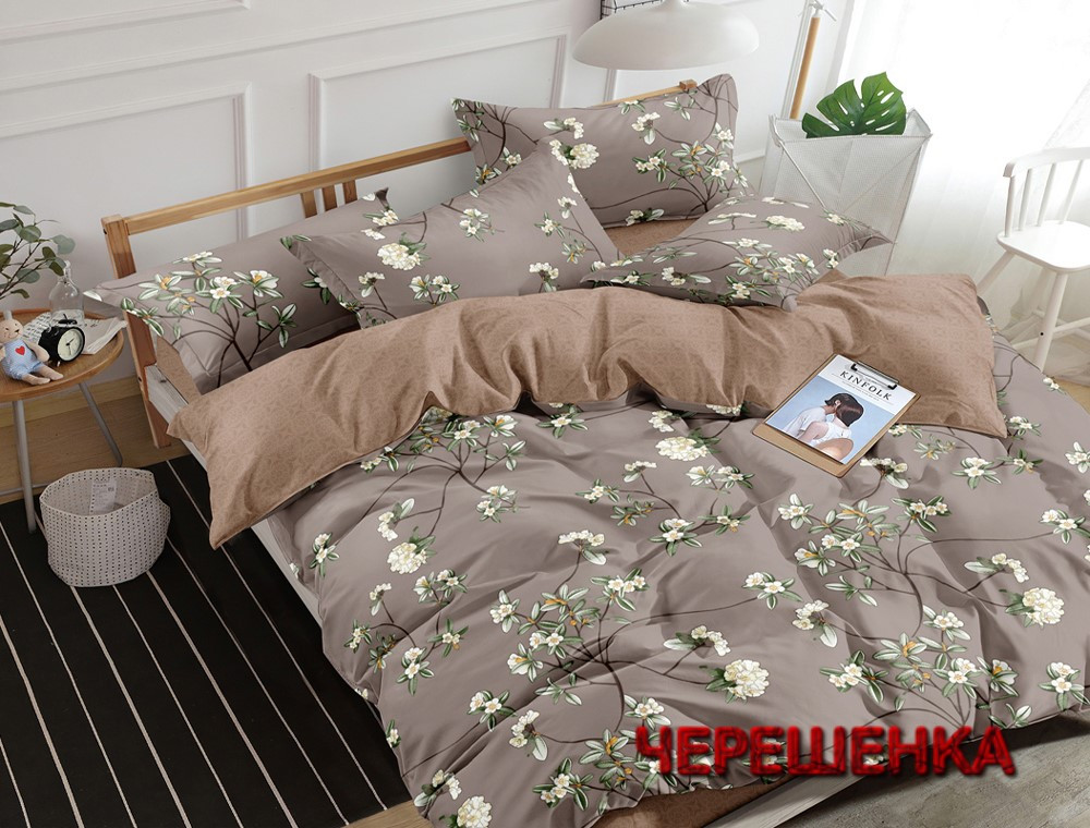 Полуторний набір постільної білизни 150*220 з Бязі "Gold" №154607AB Черешенка™