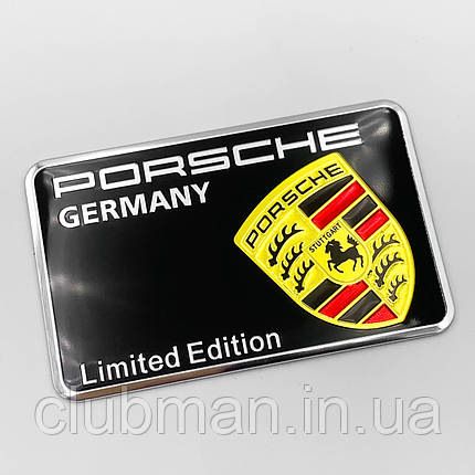 Металевий шильдик емблема PORSCHE (Порше) Limited Edition Чорна, фото 3