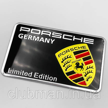 Металевий шильдик емблема PORSCHE (Порше) Limited Edition Чорна, фото 1
