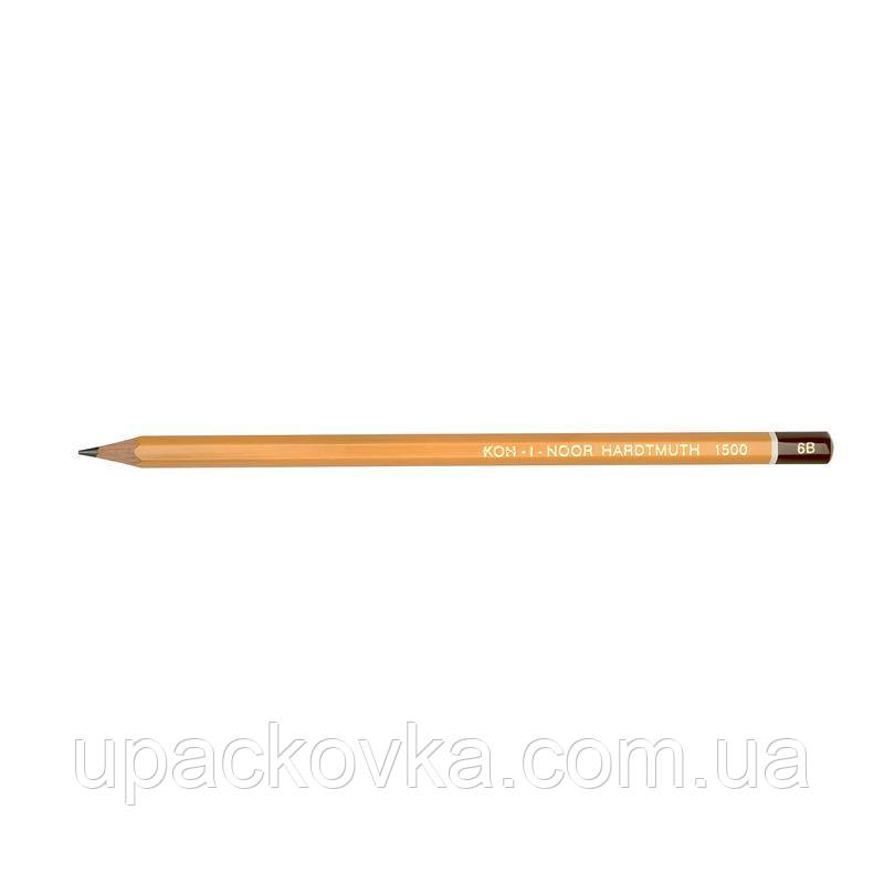 Олівець простий графітний 1500, твердість 6B  KOH-I-NOOR