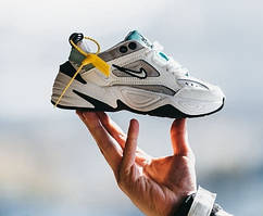 Кросівки дитячі Nike M2K шкіряні білі з чорним повсякденними осінню весна