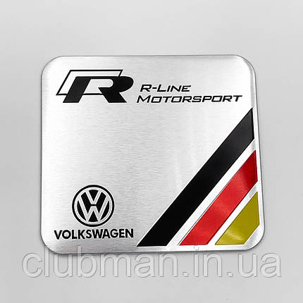 Металевий шильдик емблема R-Line Motosport Deutschland VW (Фольксваген) Квадратний, фото 1