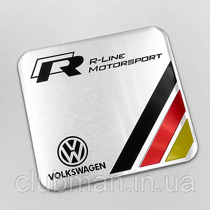 Металевий шильдик емблема R-Line Motosport Deutschland VW (Фольксваген) Квадратний, фото 3