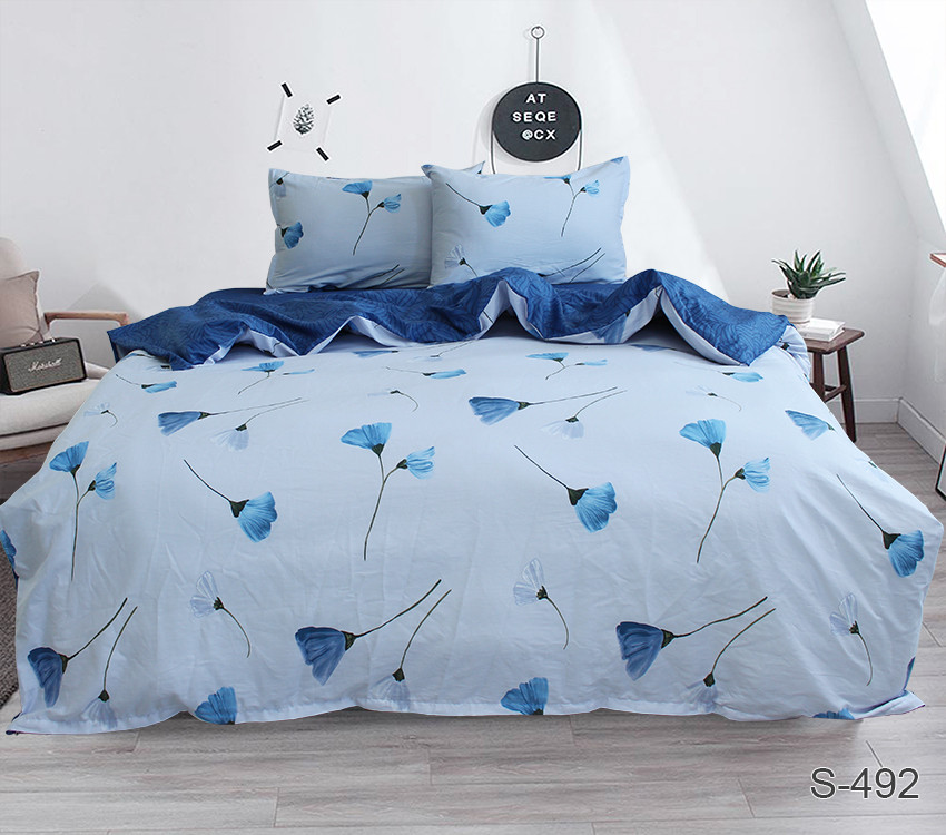 Постільна білизна сатин люкс Льон на білому, сімейний комплект S470