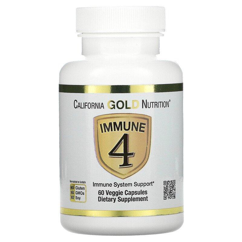 California Gold Nutrition, Immune 4, засіб для зміцнення імунітету, 60 вегетаріанських капсул США оригінал