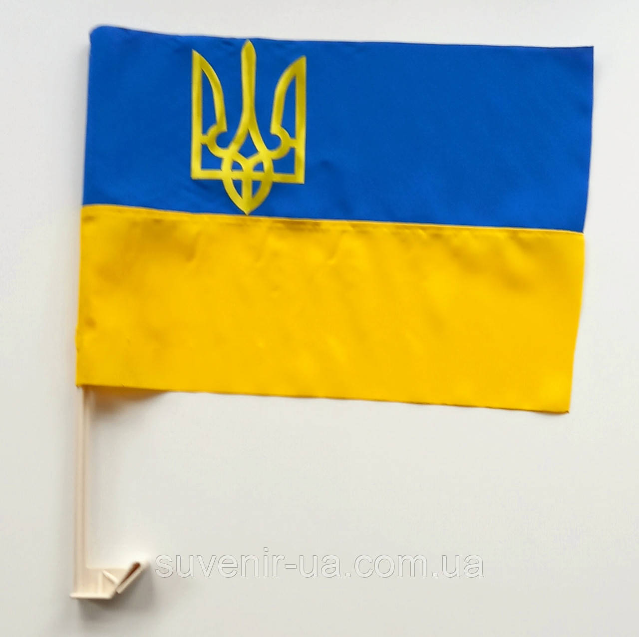 Флажок (прапорець) Украины с гербом на машину , габардин , 23 х 37 см