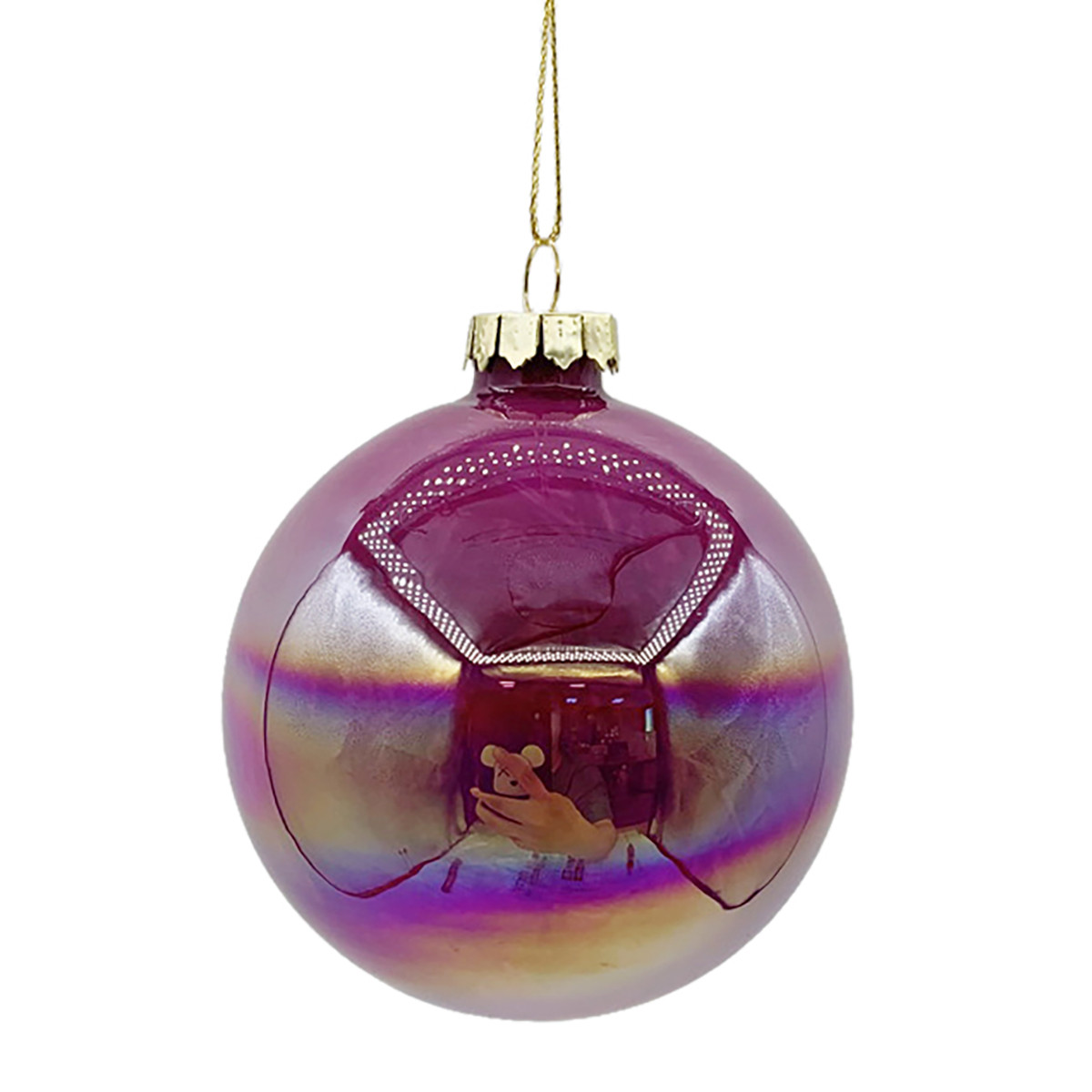 Новорічна куля Novogod'ko скло 8 см рожевий глянець мармур (973816), фото 1