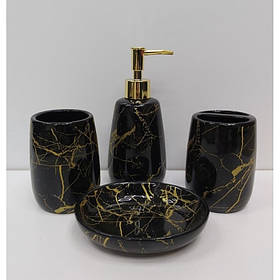 Набір аксесуарів для ванної кімнати 4 предмети "Золотий мармур" 00610 TD
