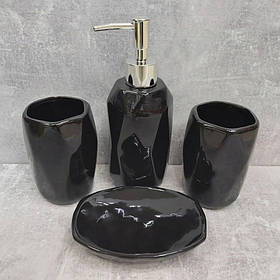 Набір аксесуарів для ванної кімнати 4 предмети Чорний 00613 TD