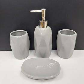 Набір аксесуарів для ванної кімнати 4 предмети Сірий 00613 TD