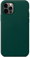 Кожанный чехол-накладка Apple Leather Case with MagSafe for iPhone 12 Pro Max, Forest Green (HC)