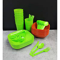 Набір пластикового посуду для пікніка Полімербут на 12 персон 999-12 ПБ