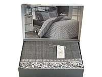 Комплект постельного белья Maison D'or Pensee Dark Grey хлопок 220-200 см серый