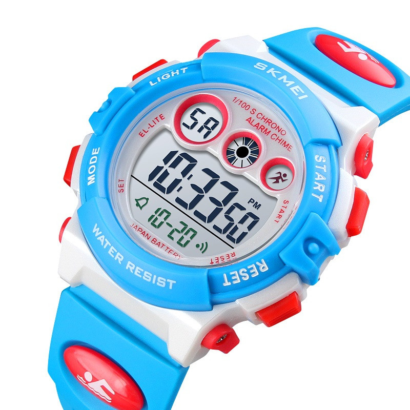 Дитячий спортивний годинник Skmei 1451 білий із блакитним