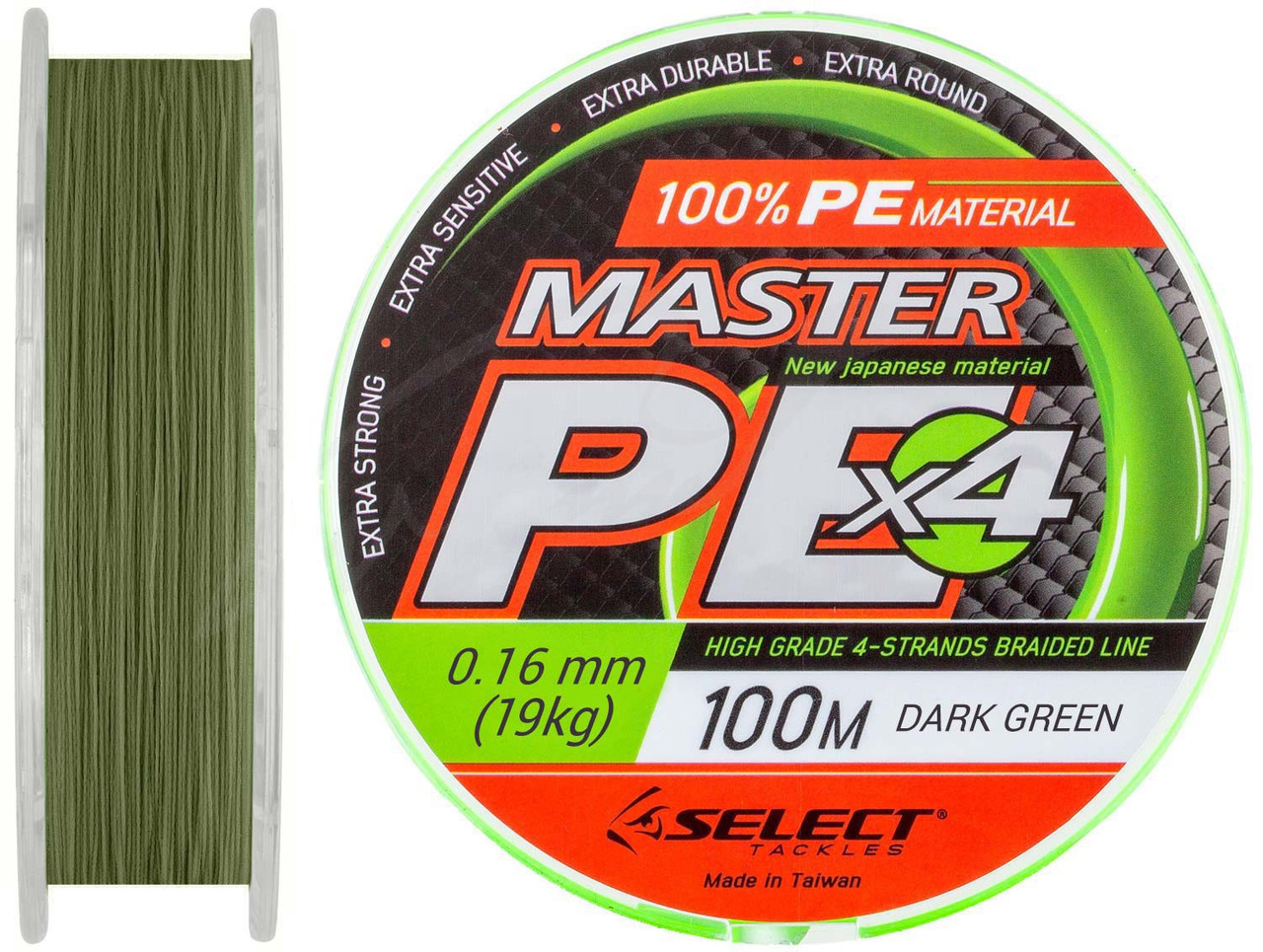Шнур Select Master PE 100m (темно-зел) 0.16mm 19kg