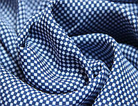 Вискоза MAX MARA. Итальянская плательная креповая ткань принтованая в ромбик бело синего цвета MI 90