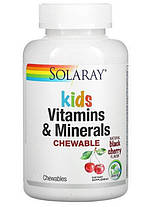 Вітаміни для дітей Solaray Kids Vitamins & Minerals 60 chewables black cherry, фото 4