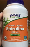 Органическа спирулина NOW Foods Spirulina 500 mg organic 500 таблеток