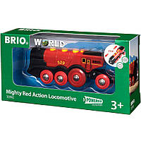 BRIO — Могутній червоний локомотив для залізниці на батарейках