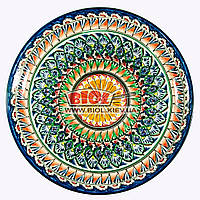 Ляган (узбекская тарелка) 37х4см для подачи плова керамический (ручная роспись) (вариант 1)