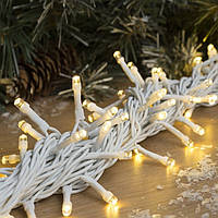 Вулична Новорічна Гірлянда Нитка на Ялинку String Lights 100 LED 10 мТеплий Білий б/пр (3933)