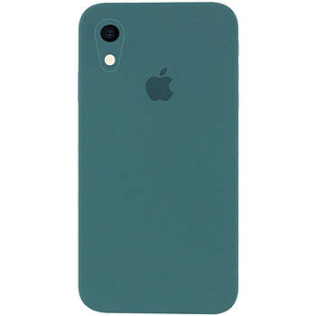 Чохол Silicone Full case camera SQUARE (квадратні) для IPhone Xr Pine green (41) зелений