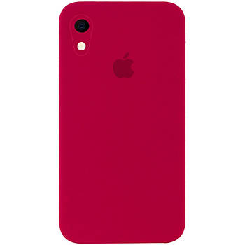 Чохол Silicone Full case camera SQUARE (квадратні) для IPhone Xr Rose red (23) бордовий