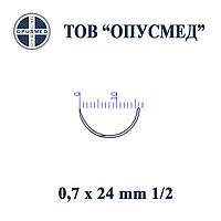 Голка з пружинним вушком ріжуча 1/2 кола 0,7х24мм, OPUSMED® (Голка хірургічна з пружинним вушком)