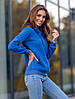Худі жіноче без логотипів і малюнків. Толстовка з кишенею кенгуру синя. Кофта з капюшоном трикотажна, фото 4