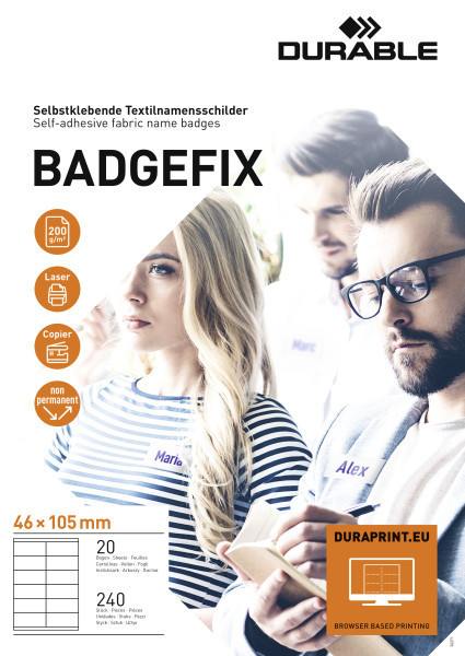 Самоклейний бейдж 46 х 105 мм (паковання 240 бейджів) DURABLE