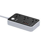 Подовжувач LDNIO SC3412 3 розетки, 3USB-1Type-C, 3A, 38W, 2 м, чорно-білий., фото 5