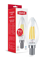 Лампа светодиодная филаментная MAXUS C37 FM 7W 4100K 220V E14 Clear