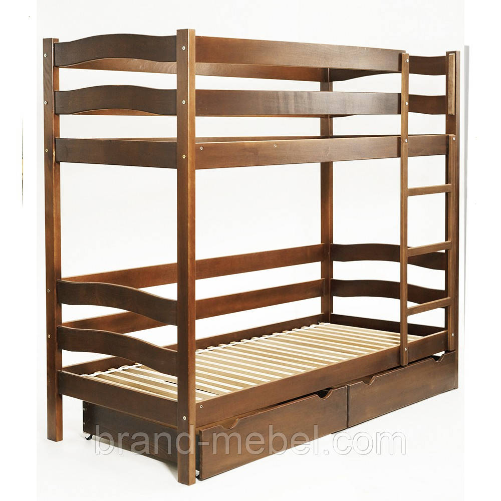 Ліжко TOKYO двохярусне з шухлядою (бук) (фарбоване) (горіх), фото 1