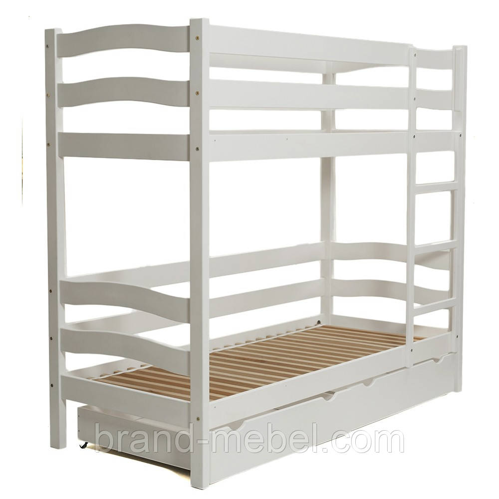 Ліжко TOKYO двохярусне з шухлядою (бук) (фарбоване) (біле), фото 1