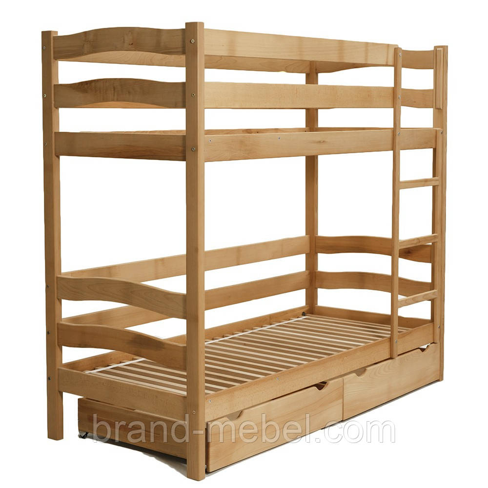 Ліжко TOKYO двохярусне з шухлядою (бук), фото 1