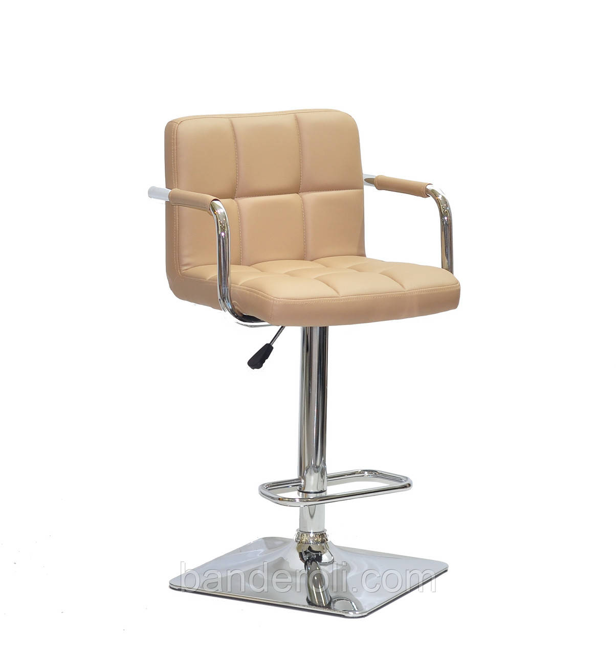 Барне крісло Arno Arm BAR 4-CH-Base бежевый1009 кожзам хромованою ніжці з хромованими підлокітниками, фото 1