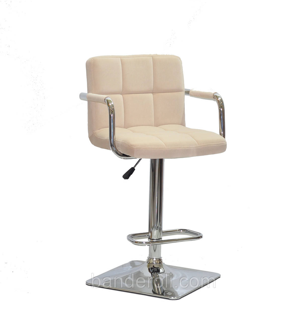 Барне крісло Arno Arm BAR 4-CH-Base бежевий велюр на хромованою ніжці з хромованими підлокітниками, фото 1