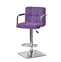 Барне крісло Arno Arm BAR 4-CH-Base пурпурний велюр на хромованою ніжці з хромованими підлокітниками, фото 2