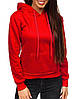 Кофта жіноча з капюшоном червона, Кенгурушка трикотажна з кишенею і манжетами. Є Літній, Зимове Худі, фото 5
