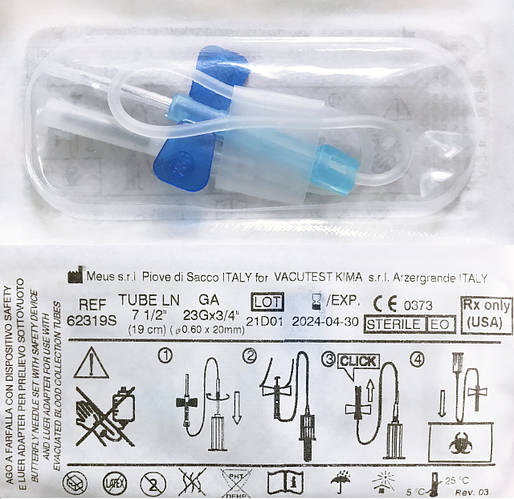 Купить Катетер бабочка для взятия крови Vacutest 23G (50 шт в упаковке ...