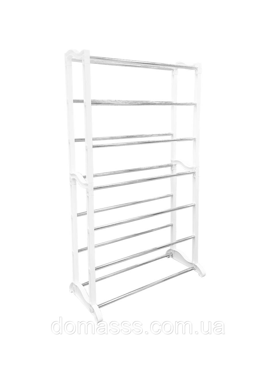 Поличка для взуття залізна 7 ярусів білий, 55x25x96 см