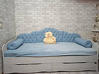 Кровать детская односпальная Л-6 подростковая для девочки с мягким изголовьем, подушками и выдвижными ящиками 90х200