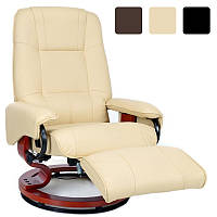 Массажное кресло Avko Style с массажем и подогревом + подставка для ног для отдыха M_8319 Бежевый