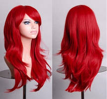 Перука червона довга хвиляста 60 см з довгим чубчиком