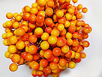 Калина декоративная лаковая 20 веток/40 ягод, цвет оранжевый